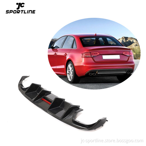 S4 Carbon Fiber Bumper Blades Diffuser with LED Light for Audi S4 SLINE Sedan 4-Door 2008-2012